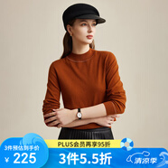 兆君2024秋冬時(shí)尚優(yōu)雅精紡羊毛衫女立領(lǐng)純色簡(jiǎn)約打底針織毛衣 焦糖色 110/XL