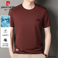 皮爾卡丹（pierre cardin）冰爽涼感短袖t恤男士2025新款圓領(lǐng)體恤衫夏季休閑冰絲半袖男上衣T 短袖G82紅色 M 推薦【95-115斤】