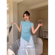 6009新品春新款精致唯美6%羊毛鏤空天然貝殼扣毛衣女 淡奶綠 均碼