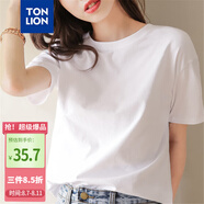 唐獅（TonLion）2025女圓領(lǐng)凈色短袖T恤WP 漂白 S