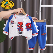 G.duck男童秋裝套裝2025新款兒童裝蜘蛛俠運動(dòng)三件套小男孩寶寶春秋衣服 藍色-蜘蛛怪獸三件套 110 cm