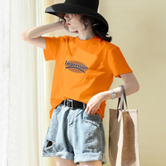 優(yōu)衣庫庫【同款】夏季霧霾藍寬松短袖女2022新款大碼顯瘦印花T恤 橙色 S S90斤以下
