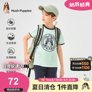暇步士（Hush Puppies）童裝兒童25夏季圓領(lǐng)短袖T恤男女童款短袖 芥末綠 110cm