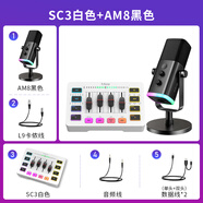 冰非fifine游戲直播設備全套外置聲卡電腦麥克風(fēng)臺式K歌專(zhuān)業(yè)錄音SC3 SC3白色+AM8黑色(含卡儂線(xiàn))