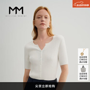 麥檬萬(wàn)件爆款MM口碑原創(chuàng)桑蠶絲涼感針織上衣短袖春夏淡人穿搭 水滴領(lǐng)-短袖-白色5G4930292 M （100-115斤）