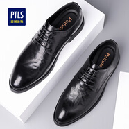 波圖蕾斯波圖蕾斯皮鞋男士手抓紋系帶商務(wù)休閑鞋輕便正裝婚鞋 229 黑色 45