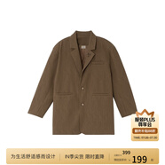 BODYDREAM休閑西裝男肌理感大碼外套復古高級感西服夾克/西褲套裝 棕色西裝 2XL