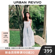 UR【鐘楚曦同款】2025春季新款女裝波嬉風(fēng)鏤空連衣裙UYL750029 本白 S
