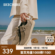斯凱奇（Skechers）男鞋夏季商務(wù)休閑鞋季百搭時(shí)尚帆布鞋舒適復古一腳蹬66387 卡其色/KHK 41