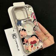 卡斐樂(lè)（Cafele）適用于蘋(píng)果16151413promax手機(jī)殼xs防摔xr1211iPhone78plus 磨砂彩色-太空灰-LKYY0409小新家族相框 蘋(píng)果15PROMAX