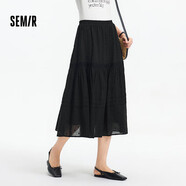 森馬（Semir）半身裙女松緊腰A字裙氣質(zhì)夏季2025拼接蕾絲波點(diǎn)長裙109325120005