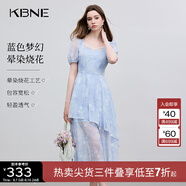 KBNE藍(lán)色蕾絲連衣裙氣質(zhì)仙女裙2025年夏季新款小個子歐若風(fēng)連身裙 藍(lán)花 M