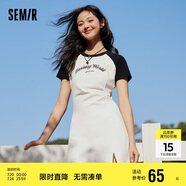 森馬連衣裙女插肩袖修身收腰夏季字母開叉短裙運(yùn)動風(fēng)109324114025