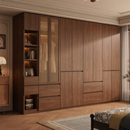 旭彩全實木衣柜臥室家用現(xiàn)代簡約2025新款免拉手出租房用兒童定制衣櫥 60主柜 手工藤編