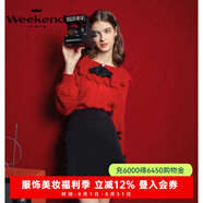 卓雅周末（JORYA weekend）2024春季新款新年紅花邊娃娃領(lǐng)鏤空馬海毛針織衫EAF13 紅色 S