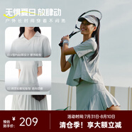 艾萊依（ERAL）短袖女2025夏季涼感防曬T恤透氣運(yùn)動UPF50+休閑Polo衫百褶上衣 香檳灰 L 165