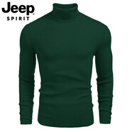 JEEP SPIRIT2025高端男裝針織衫高領(lǐng)毛衣秋冬歐美長(cháng)袖套頭毛線(xiàn)衫 綠色 S 版型偏小，建議拍大一碼