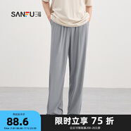 三福休閑褲2025夏季新款男士垂感冰絲褲寬松涼感抽繩束腳運動(dòng)長(cháng)褲 灰色直腳 XL
