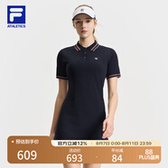 FILA 斐樂(lè )官方女裝連衣裙2025夏新款網(wǎng)球運動(dòng)簡(jiǎn)約基礎翻領(lǐng)修身連身裙 RD寶藍-NV M 165/84A/M