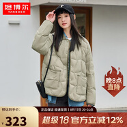 坦博爾羽絨服女短款翻領(lǐng)韓版寬松女士燈芯絨外套TD236266 奶茶棕 165 