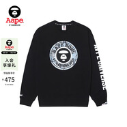 AAPEAape旗艦店男裝春秋猿人迷彩印花字母圖案休閑圓領(lǐng)衛(wèi)衣A322XXL BKX/黑色 M 均碼