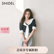 SNIDEL2025春夏新品簡約短袖海軍領(lǐng)結(jié)系帶針織衫上衣SWNT252109 深藍(lán) 均碼 (F)