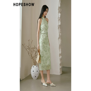 紅袖（hopeshow）印花開(kāi)叉連衣裙90124111609 綠花 L