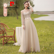 皮爾卡丹（pierre cardin）伴娘服2025新款仙氣婚禮姐妹團(tuán)顯瘦閨蜜春秋香檳晚禮服女平時(shí)可穿 香檳D長(zhǎng)款 M