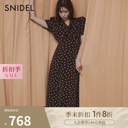 SNIDEL2025春夏新品優(yōu)雅V領(lǐng)收腰泡泡袖愛心印花連衣裙SWFO251252 棕色 S (0)