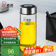 希諾（HEENOOR）玻璃杯男女士單層加厚大容量辦公家用透明杯子便攜帶蓋泡茶水杯 本色（帶濾網(wǎng)） 400ml