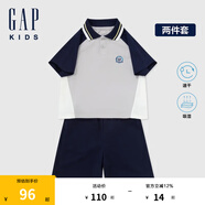 Gap男幼童夏季吸濕速干撞色短袖T恤短褲兒童裝套裝890265 藍(lán)灰組合 100 cm(2-3歲)尺碼偏小 選大一碼
