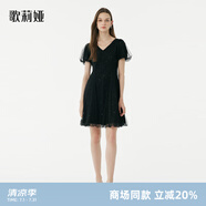 歌莉婭薄紗小黑裙夏裝顯瘦女裝宴會(huì)連衣裙小個(gè)子公主裙1A5H4H8W0 00B黑色 L