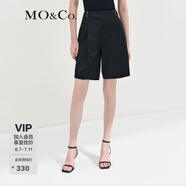 MO&Co.高腰直筒五分短褲休閑西裝西褲女防曬 摩安珂 黑色-第1批 S 160