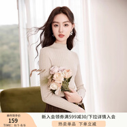 香影半高領(lǐng)針織內(nèi)搭打底衫女2024年秋季新款顯瘦修身長袖套頭上衣 燕麥色 S