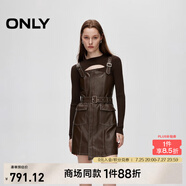 ONLY春夏復(fù)古風(fēng)長袖套裝收腰PU短裙連衣裙女|12437Y006 E09 深塵灰色 M (165) 84A