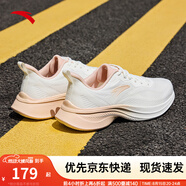 安踏一體織輕質(zhì)透氣跑步鞋女秋季軟底運(yùn)動(dòng)鞋舒適慢跑鞋女鞋 象牙白/超凡粉5512-1 36.5 (女)