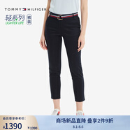 TOMMY HILFIGER【輕彈感】25女裝四季款條紋腰帶彈力直筒修身九分褲休閑褲 【九分】藏青色DW5 （腰帶隨機(jī)） 32