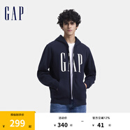 Gap男女裝印花字母logo抓絨連帽衛(wèi)衣休閑660128外套 海軍藍 175/96A(L) 亞洲尺碼