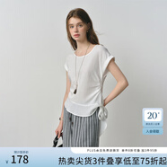 范思藍(lán)恩天絲亞麻蓋袖T恤上衣女氣質(zhì)慵懶通勤2025夏季新款2890 白色 L