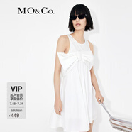 MO&Co.蝴蝶結(jié)不規(guī)則壓褶背心氣質(zhì)連衣裙娃娃裙顯瘦高端 本白色 S 160