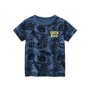 南極人新品2025夏季新品韓版童裝  兒童服裝男短袖T恤衫寶寶衣服一件 9800軍藍(lán)_葉子 90 cm