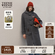 Teenie Weenie【雙面呢】小熊冬裝時尚澳洲綿羊毛牛角扣毛呢大衣女 中灰色 XL (175)