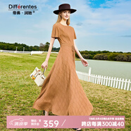 帝弗·潤(rùn)馳2025夏季新款姜黃色時(shí)尚針織連衣裙女顯瘦超長(zhǎng)款端莊氣質(zhì)蕾絲長(zhǎng)裙 姜黃色 L