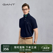 GANT/甘特【100%棉】夏男士休閑時(shí)尚印花logo翻領(lǐng)短袖T恤POLO衫 410藏青色 S