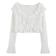 無(wú)標優(yōu)品吊帶裙連衣裙配開(kāi)衫喇叭袖防曬上衣女夏季外搭薄款蕾絲開(kāi) 白色【冰絲/學(xué)生/沙灘/美式/海2 S 【罩衫/吊帶/披b