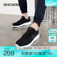 斯凱奇（Skechers）男女同款輕便休閑運動鞋透氣網(wǎng)面舒適緩震跑步鞋 男款-黑色/白色/BLK 39.5