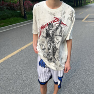 安初夏扼殺女神短袖t恤男女 高街風格vtg短袖暗黑風百搭衣服 白扼殺女神短袖 L 建議120-140斤