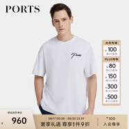 PORTS寶姿男裝夏季時(shí)尚休閑刺繡短袖圓領(lǐng)T恤 白色 L