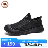 駱駝牌 網(wǎng)面男鞋透氣輕便跑步鞋時尚舒適休閑鞋 P15M342006 黑色 44