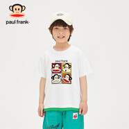 大嘴猴（paul frank）童裝兒童短袖T恤2025款男女童寬松舒適休閑純棉中大童上衣 56AF白色 120